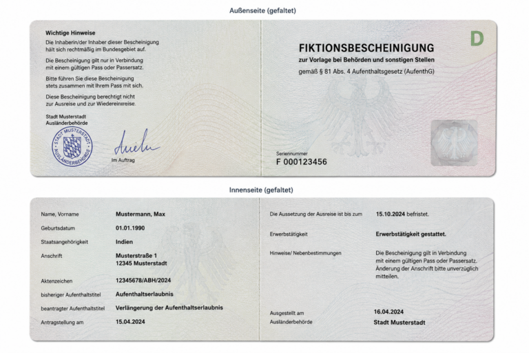 Die Fiktionsbescheinigung in Deutschland